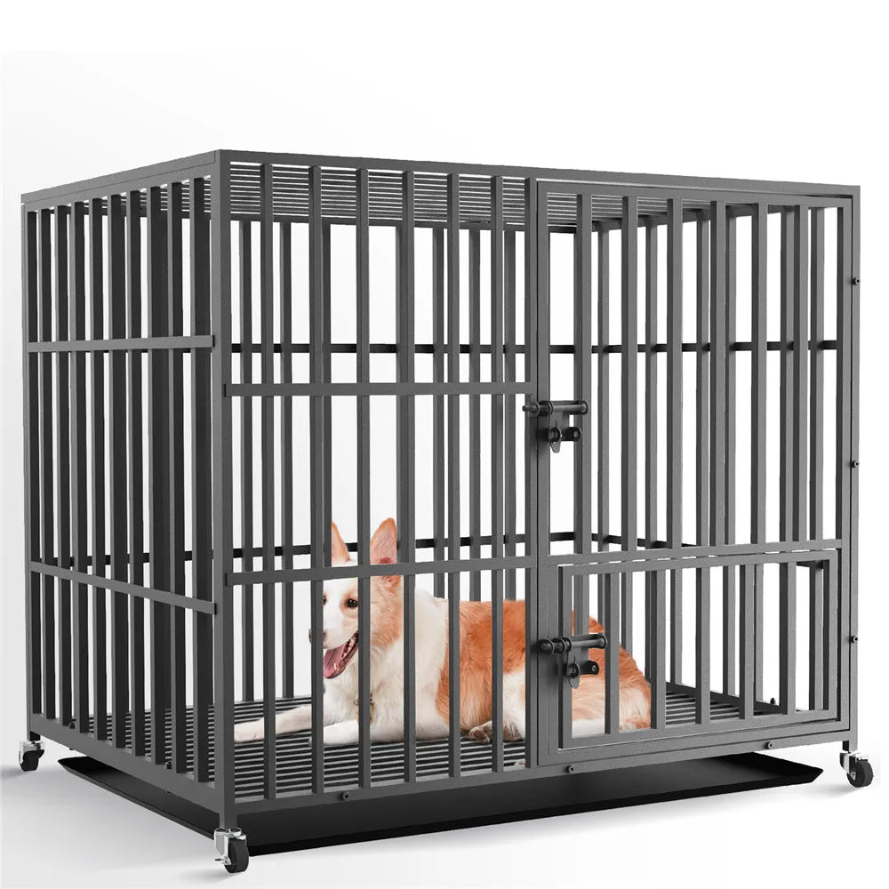 Bingopaw Heavy Duty Dog Cage Three Doors Locks Design With Removable Tray