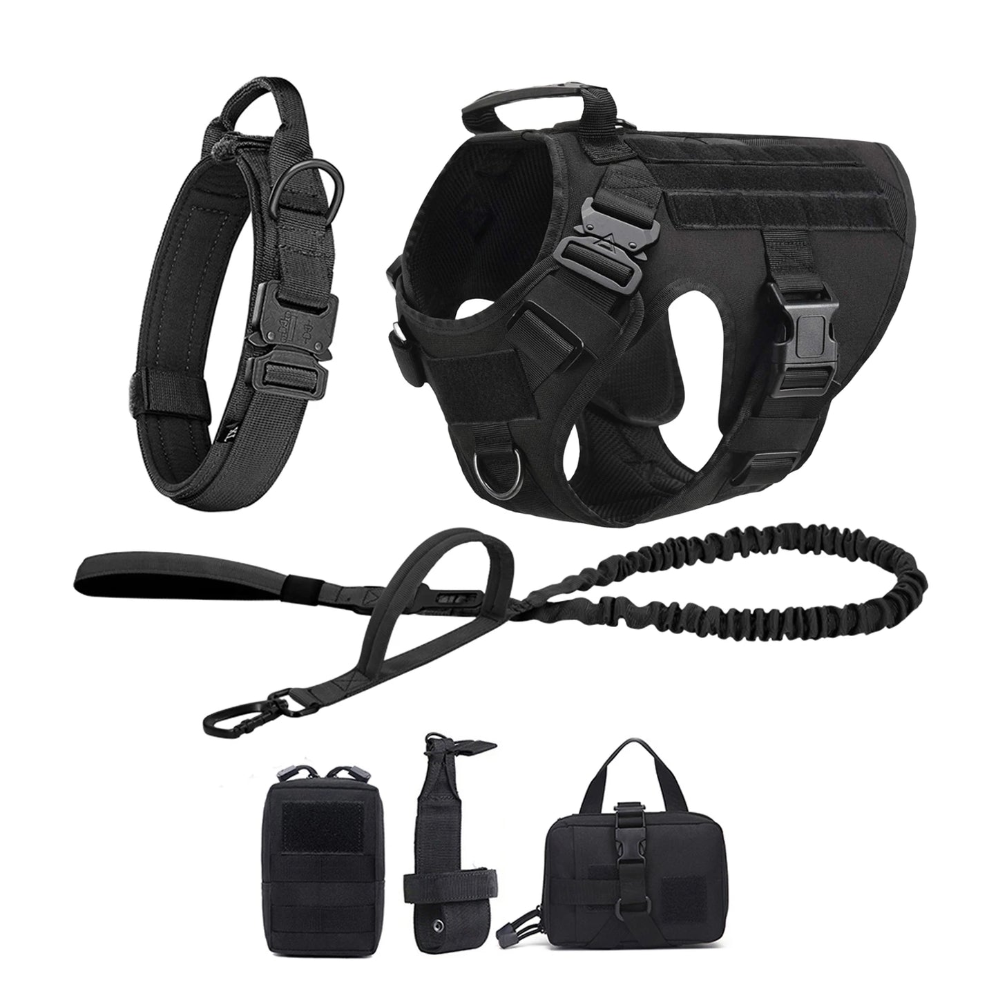 Tactical Molle Dog Harness With Pouches For Training