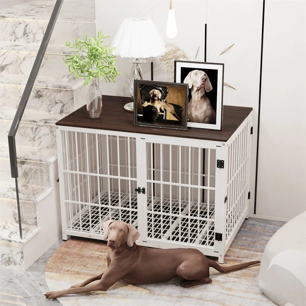 BORWART Wooden Elevated Dog Crate End Table Kennel