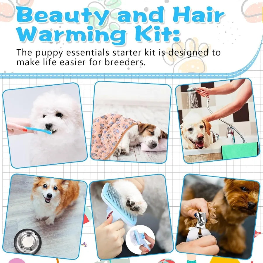 65 Pcs Puppy Starter Kit For Small Dogs Essentials Leash