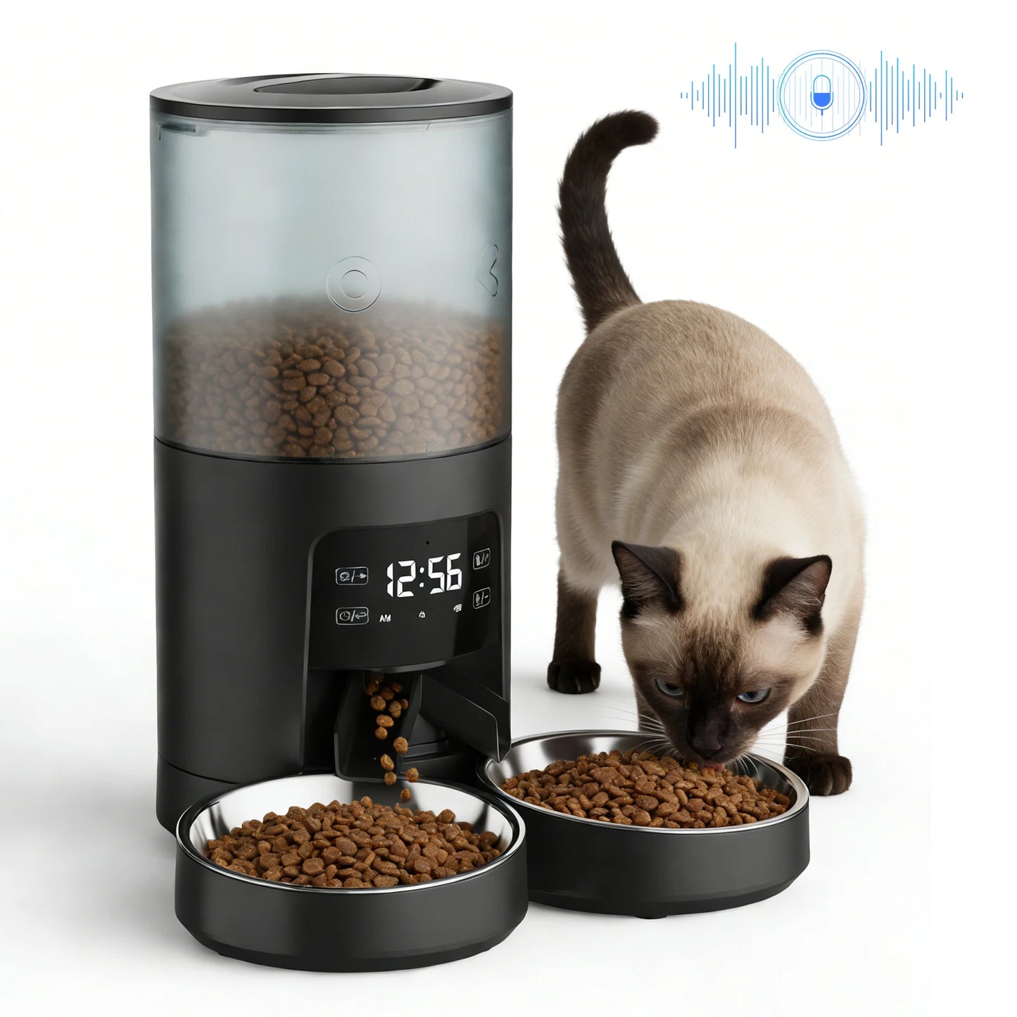 JHK Automatic Cat Feeder Dual Bowls Timed Dispenser