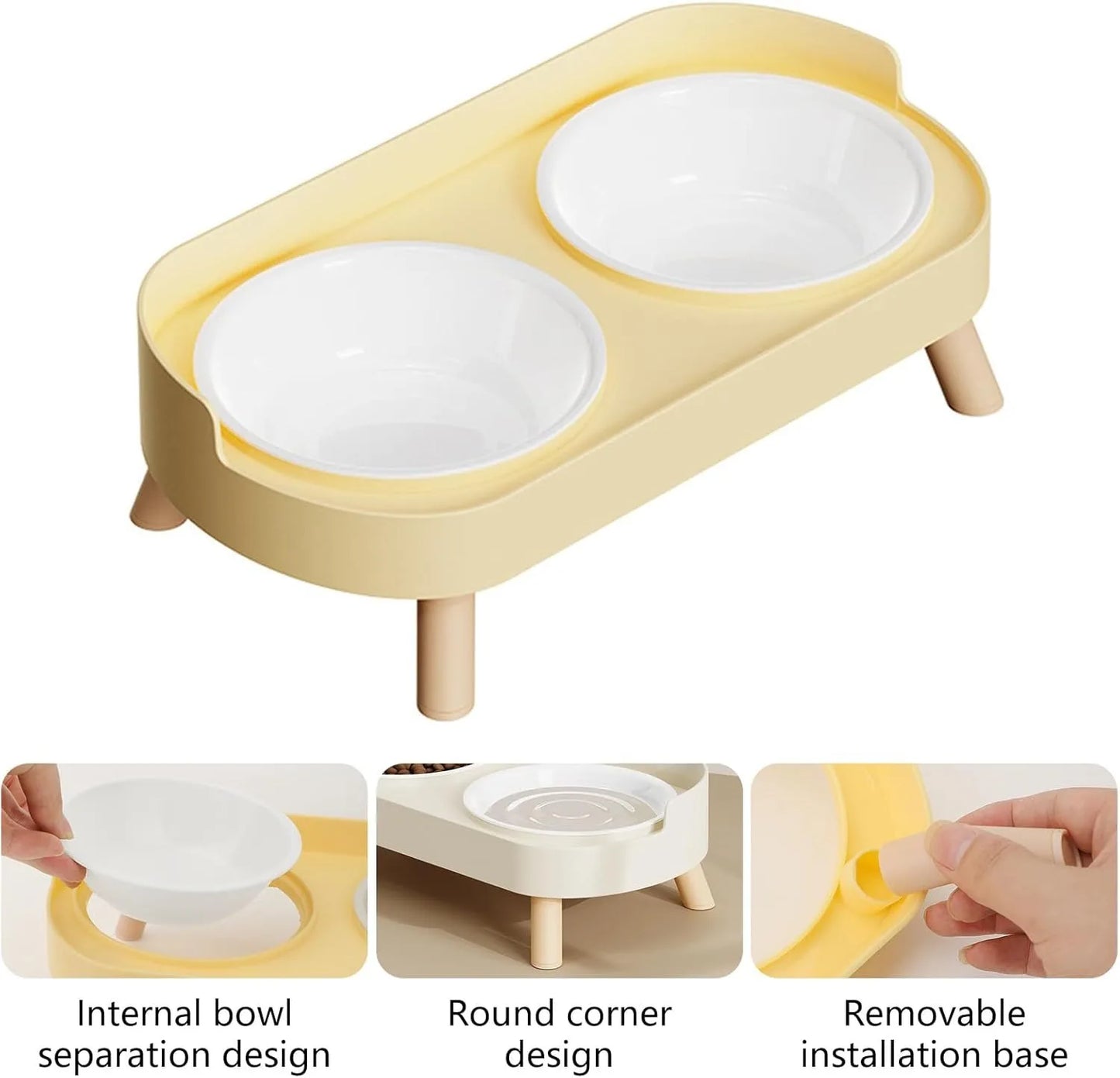 Elevated Pet Bowl Set With Dual Food And Water Stand