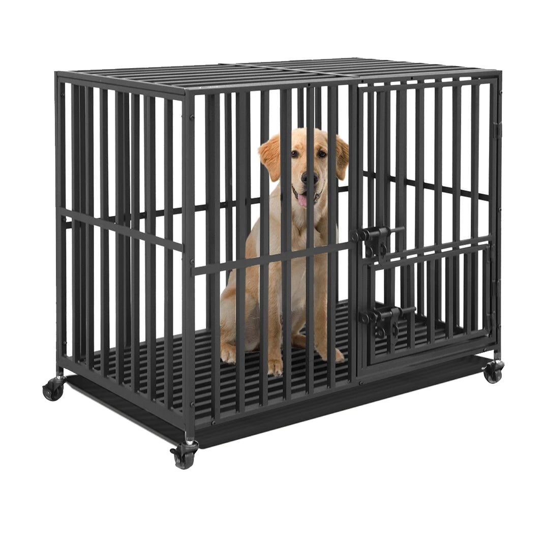 Bingopaw Heavy Duty Dog Cage Three Doors Locks Design With Removable Tray