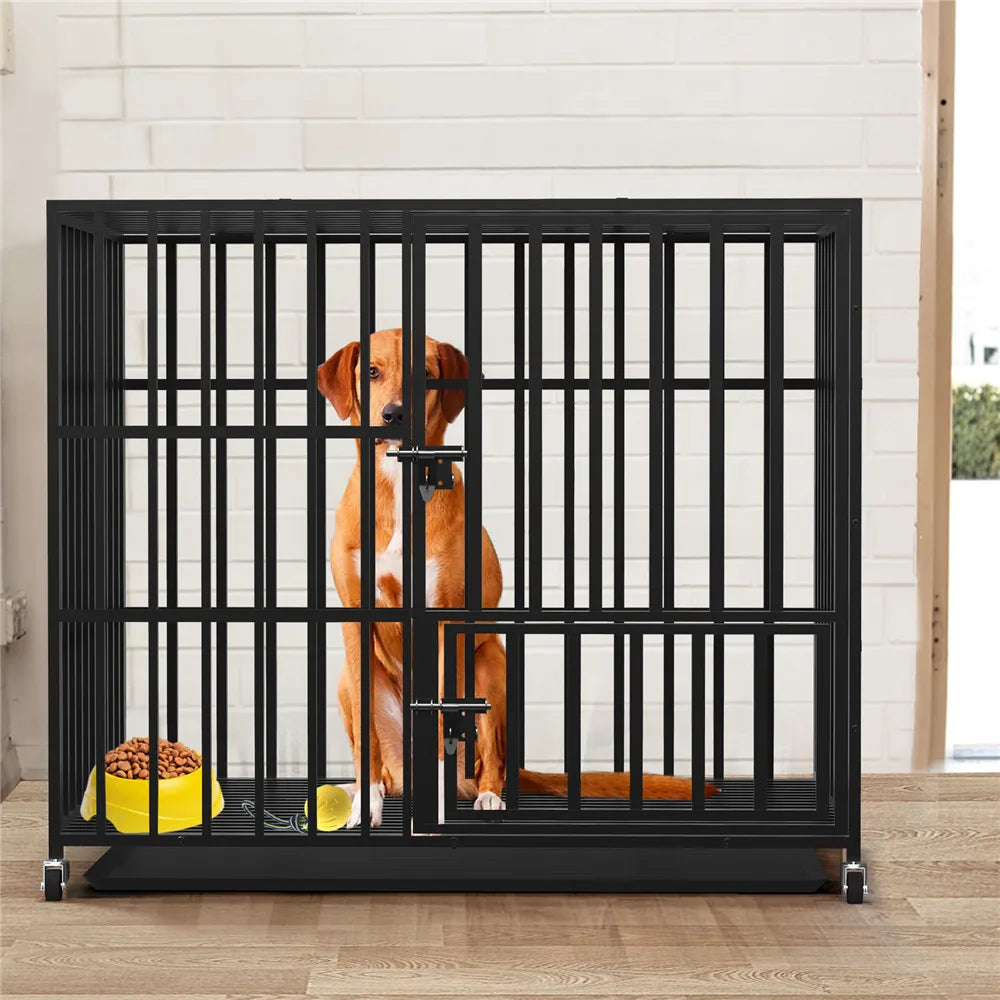 Bingopaw Heavy Duty Dog Cage Three Doors Locks Design With Removable Tray