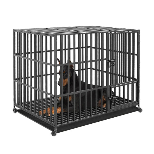 Bingopaw Heavy Duty Dog Cage Three Doors Locks Design With Removable Tray