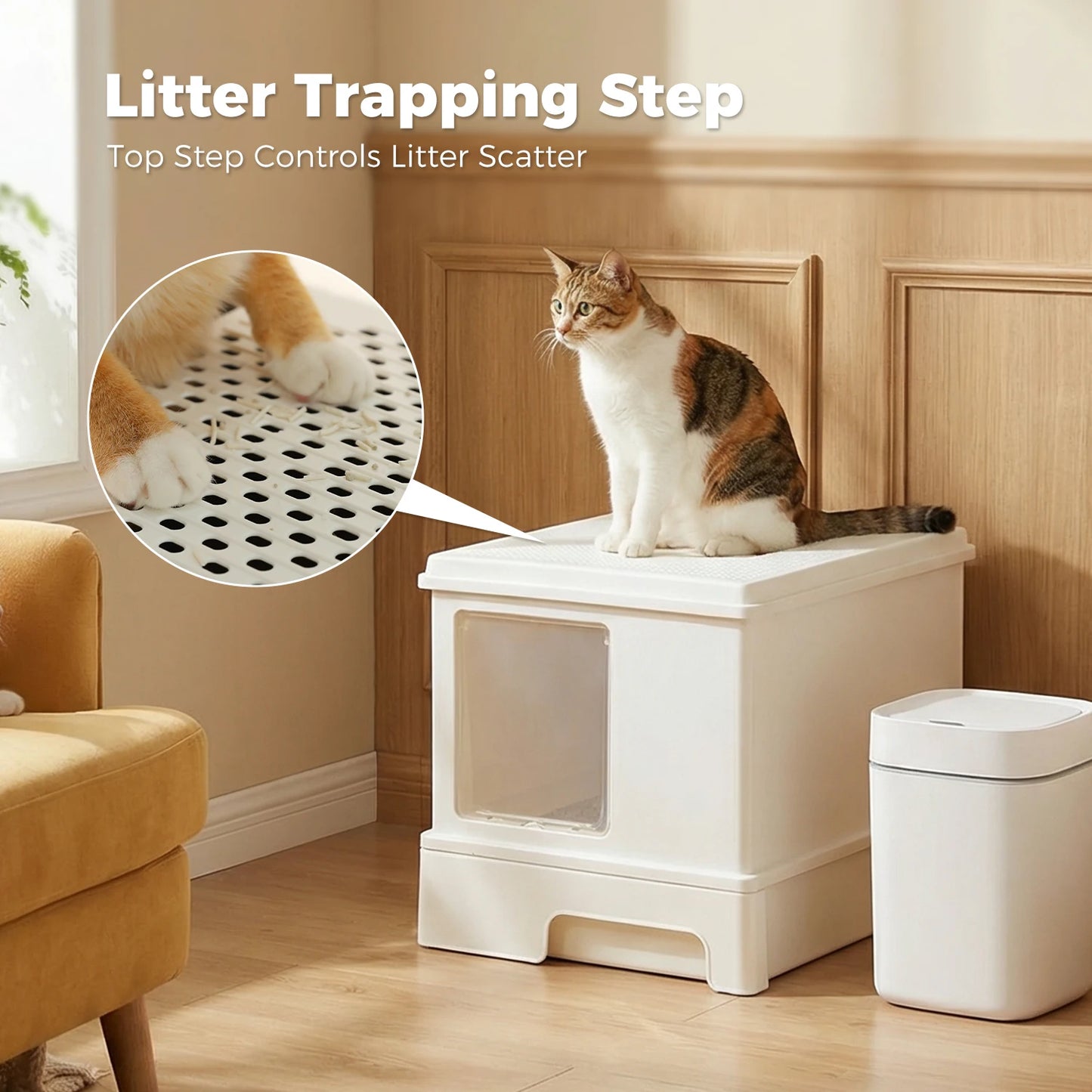 Enclosed Cat Litter Box With Scoop Indoor Use Top Exit