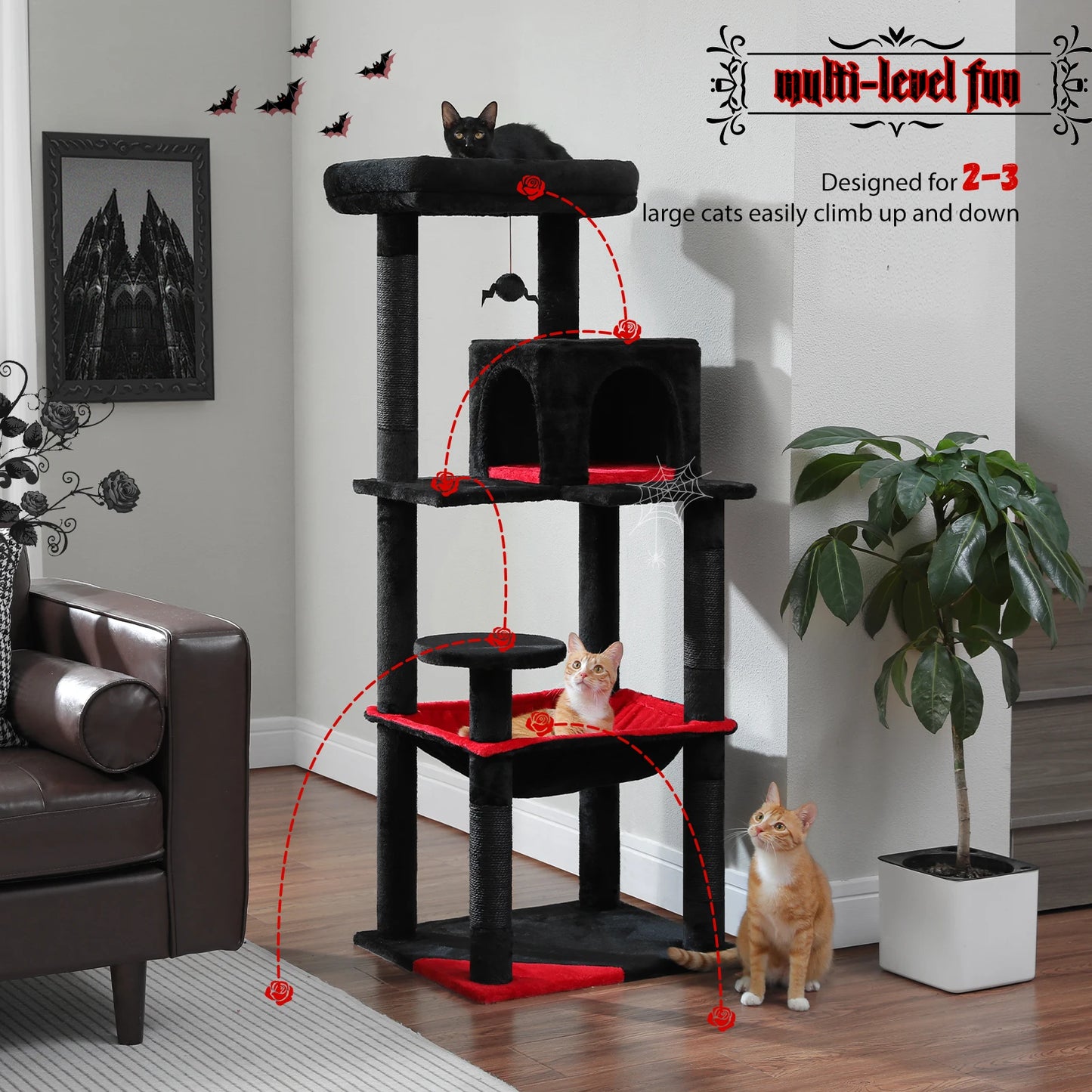 PAWZ Road Indoor Five Level Cat Tree Tower Hammock