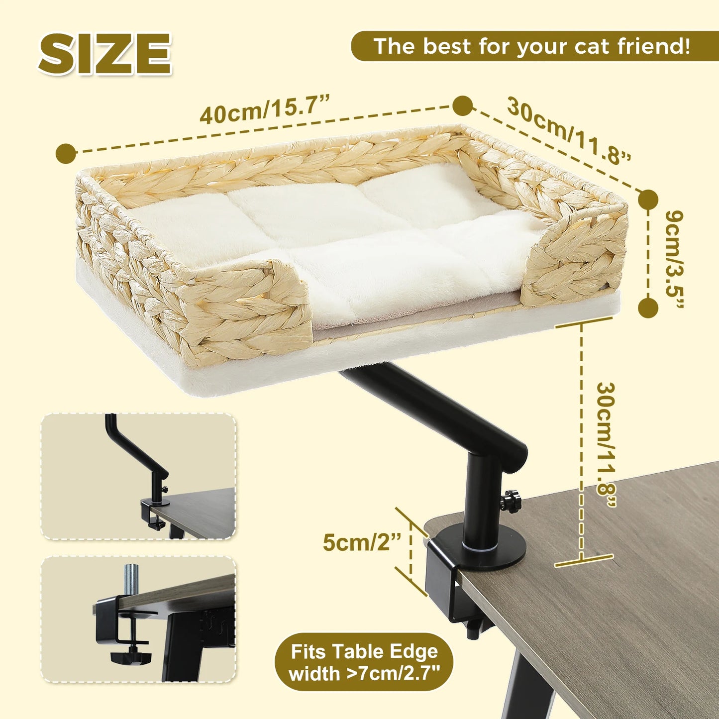 PAWZ Road Cat Desk Bed 360 Degree Rotatable Stand With Adjustable Hammock
