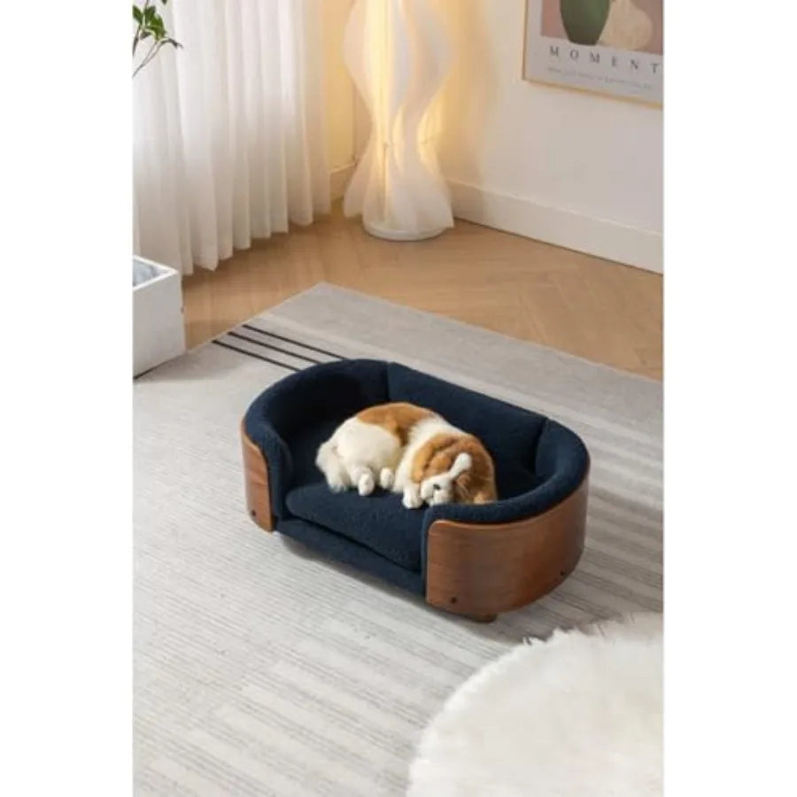 Scandinavian Elevated Dog Bed With Solid Wood Legs