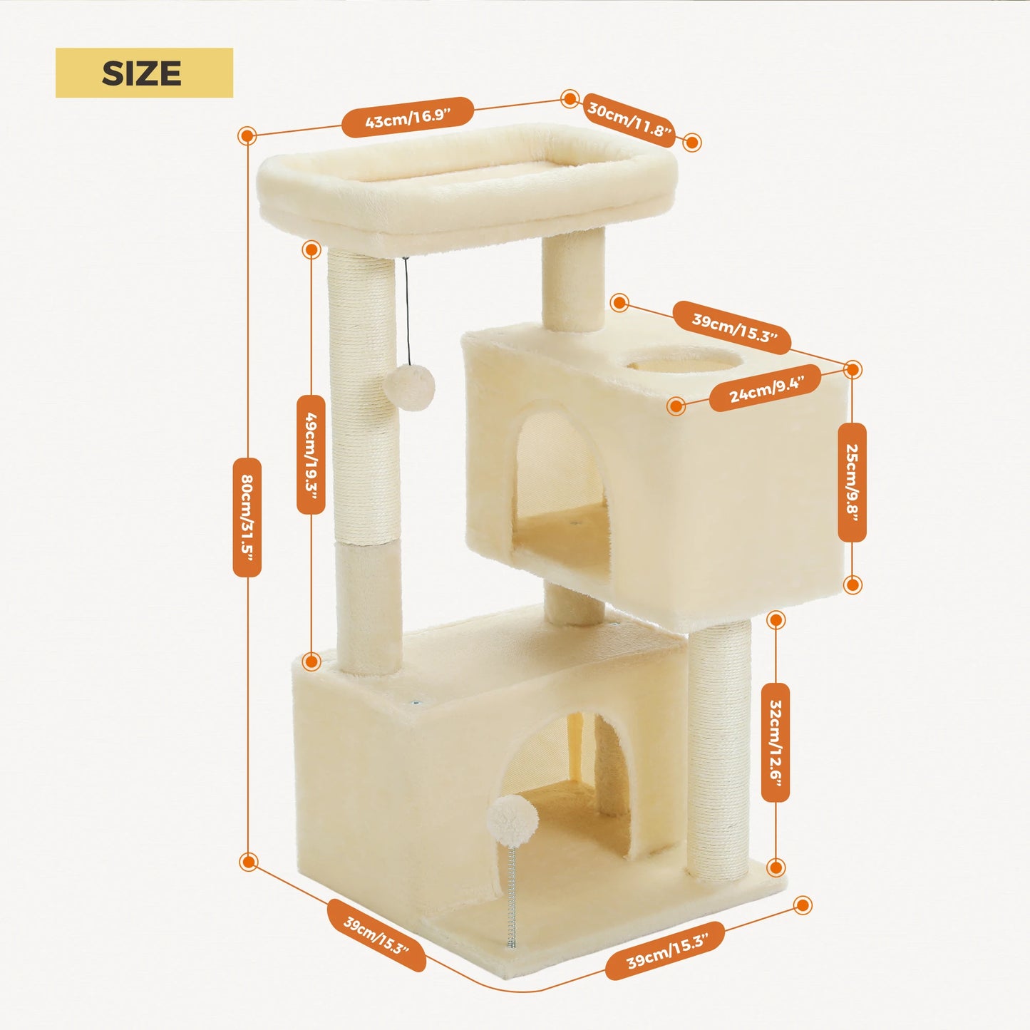 PAWZ Road Multi-Level Cat Tree Tower With Scratching Posts