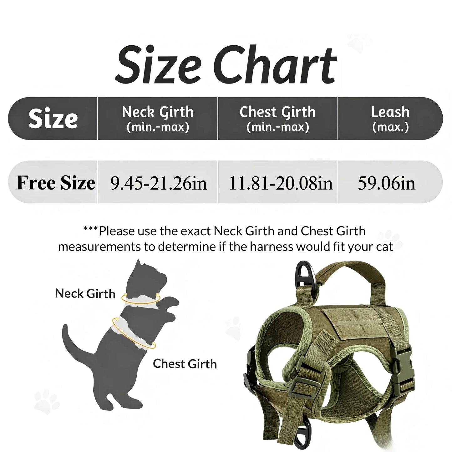 Tactical Cat Harness And Leash Set Adjustable Escape Proof Mesh