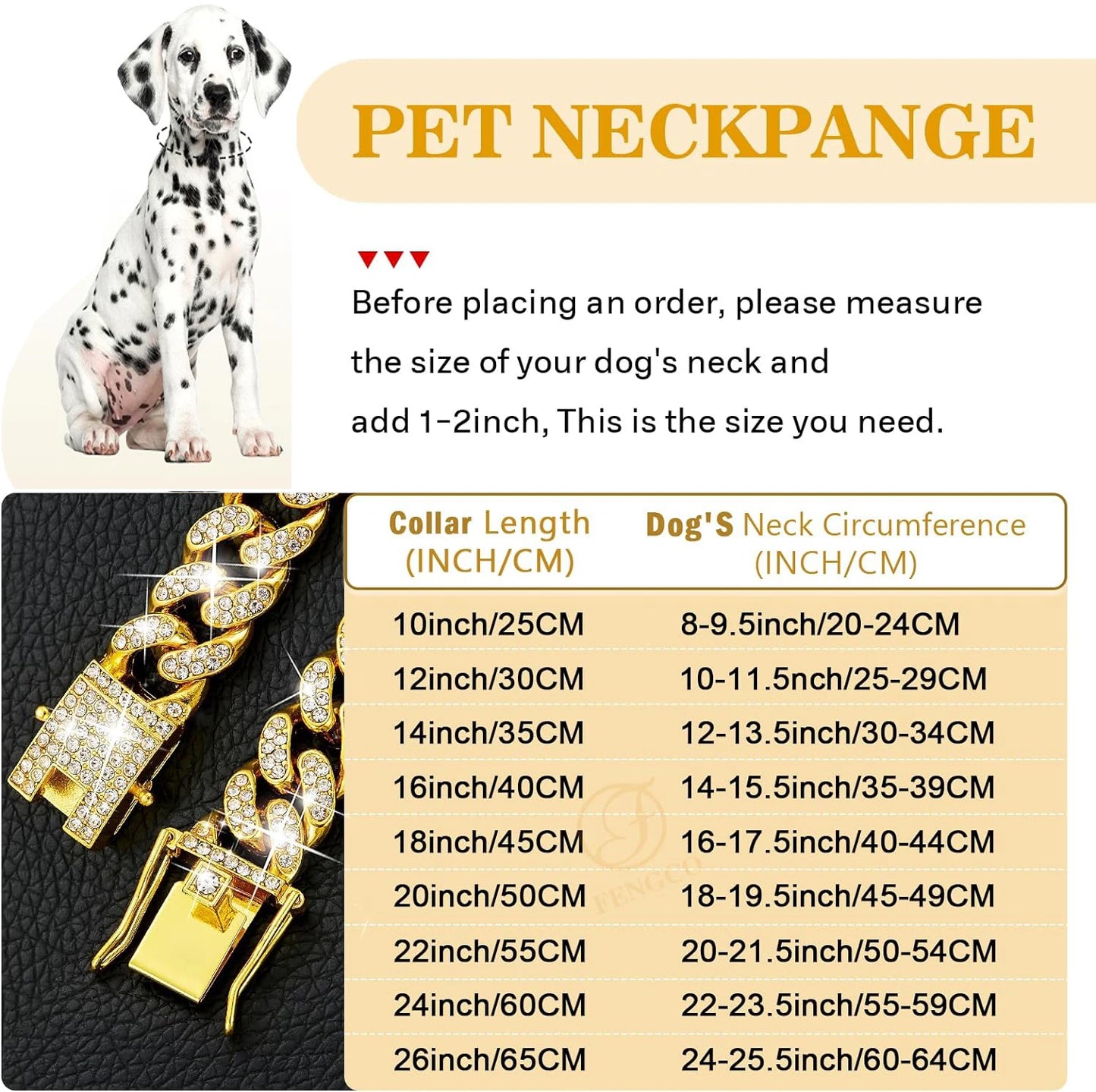 Stainless Steel Luxury Dog Chain Collar For Dogs And Cats