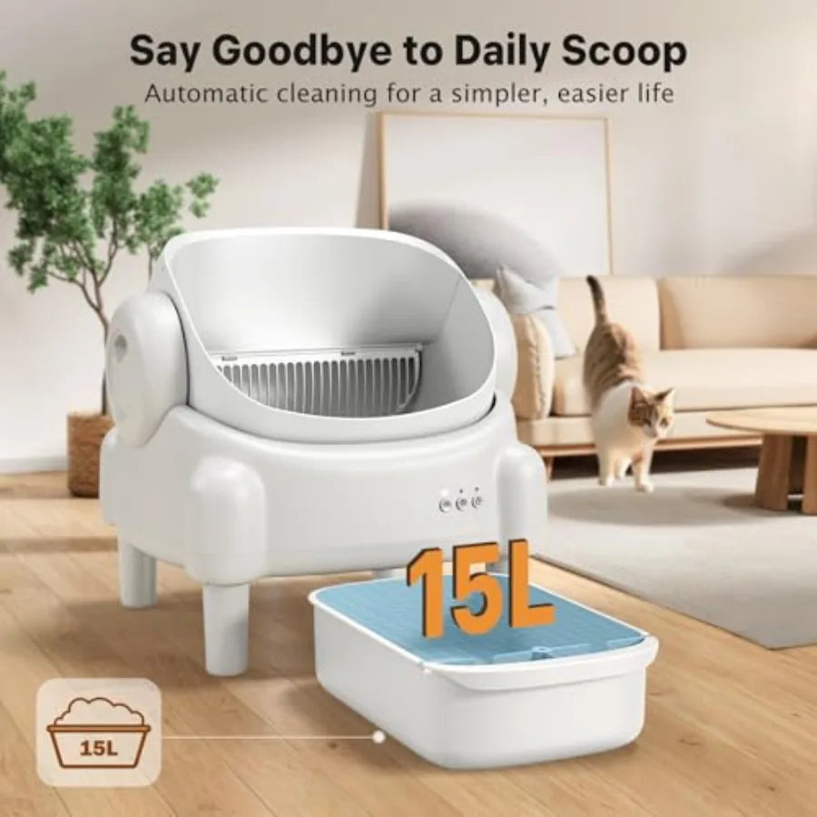 Automatic Self Cleaning Cat Litter Box for Multiple Cats with App Control