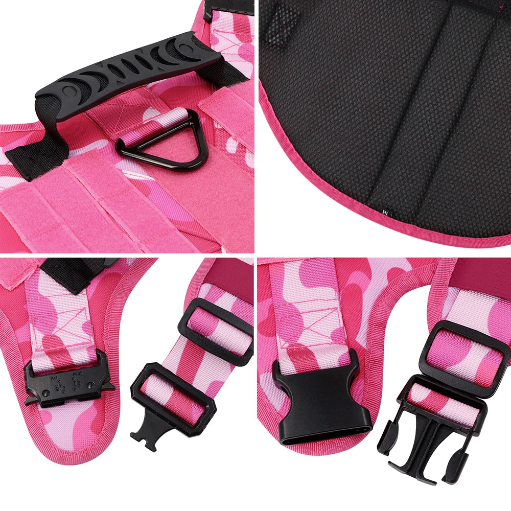 Military Camouflage Dog Harness Tactical Adjustable Vest for Training
