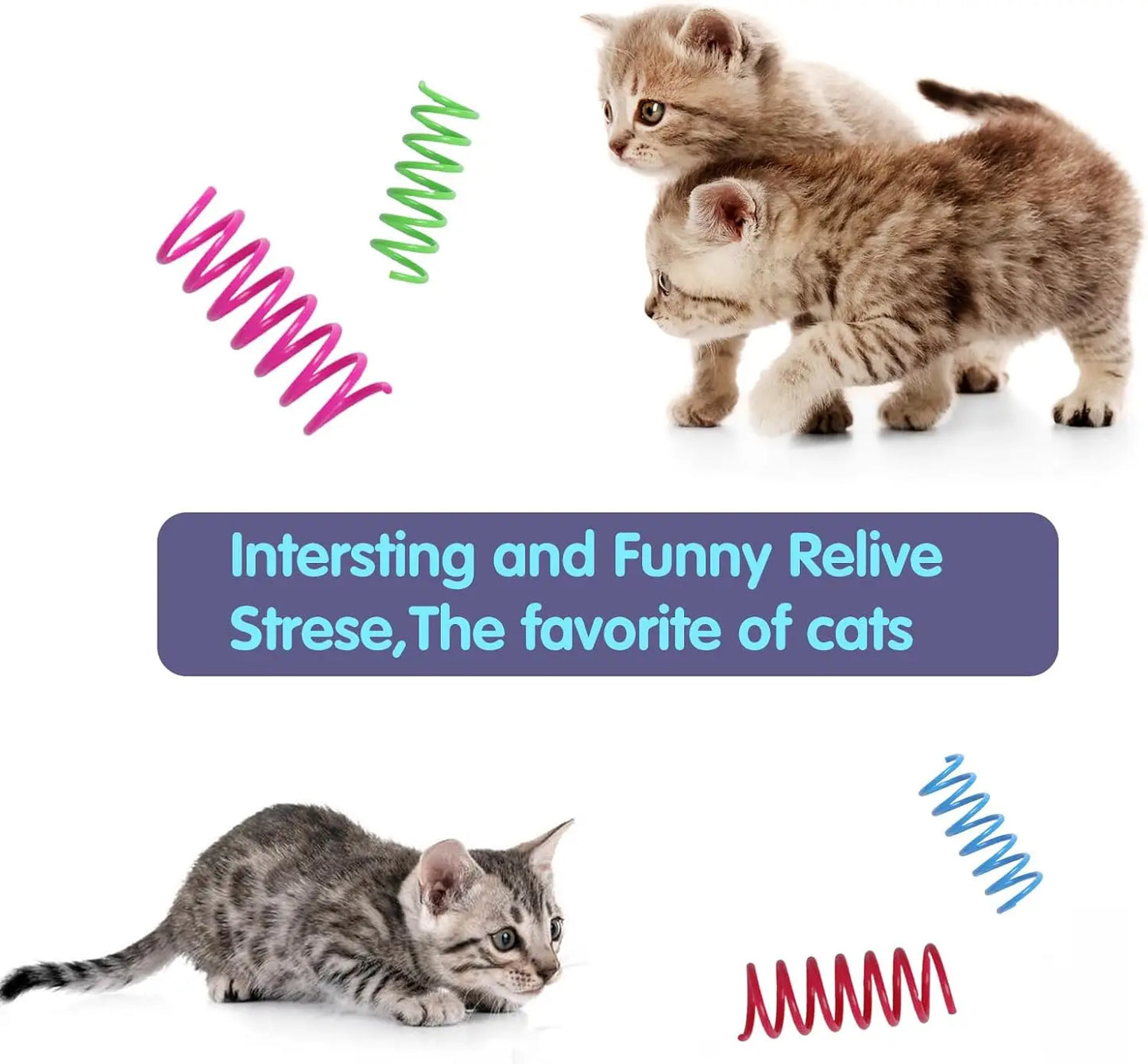 12 Cat Spring Toys for Indoor Cats Interactive Coil Springs