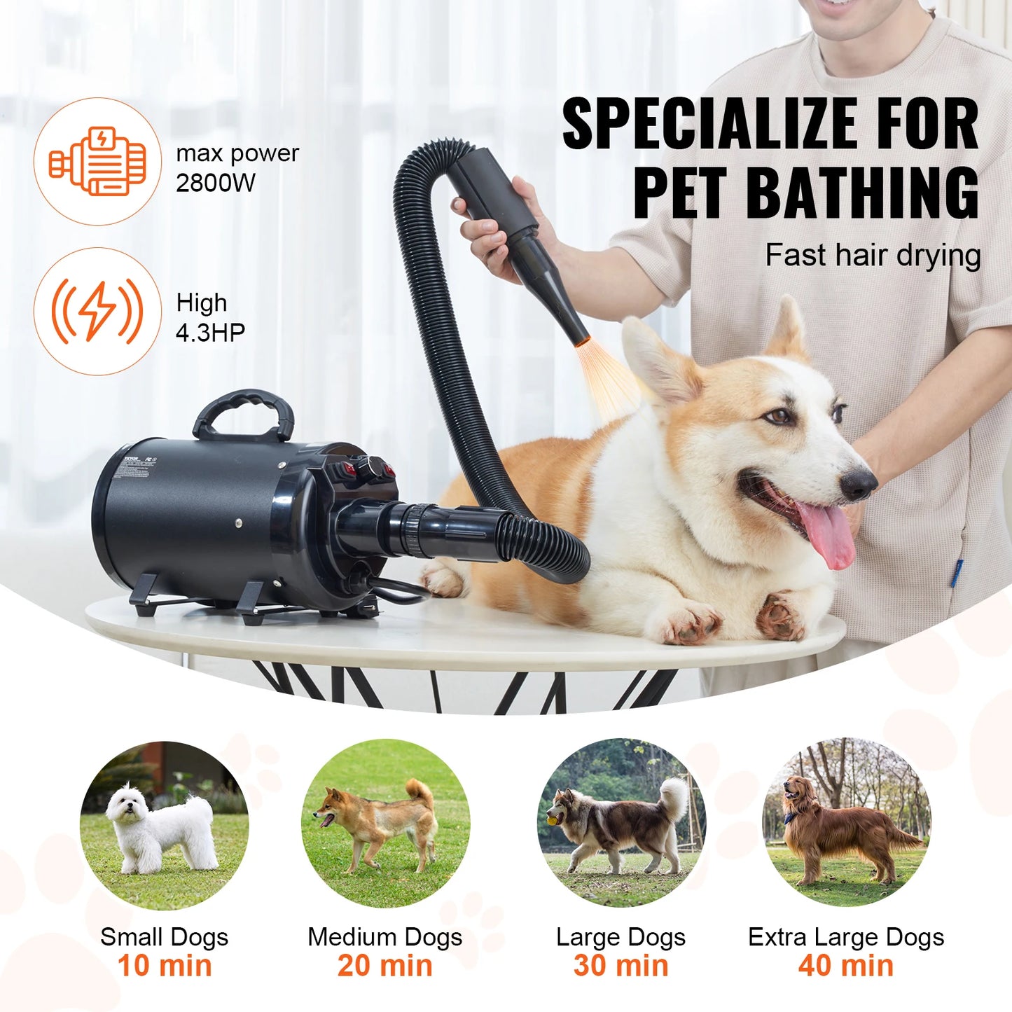 SucceBuy Dog Dryer With Adjustable Speed And Temperature Control