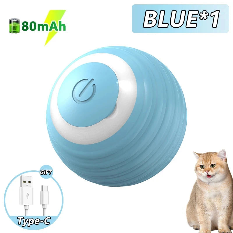 Cat Interactive Ball Toy Automatic Rolling Faux Tail Rechargeable