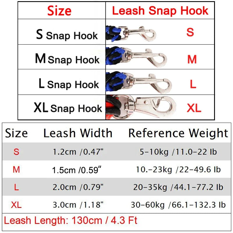 Heavy Duty Nylon Braided Dog Leash For Walking Outdoors