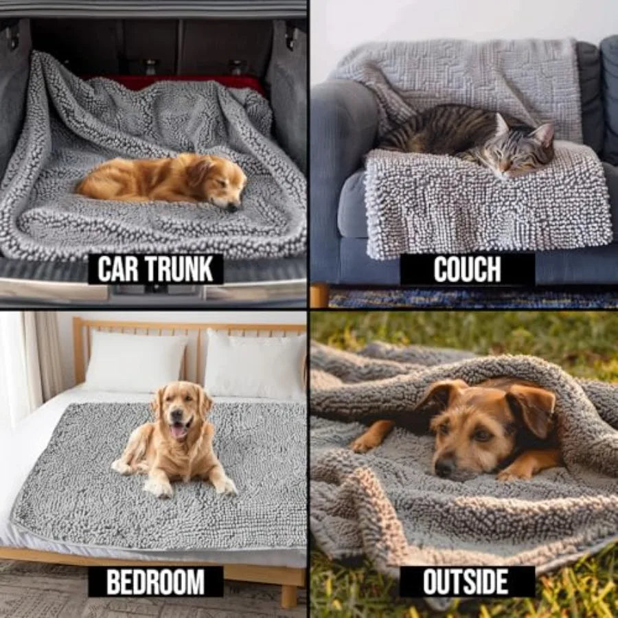 Chenille Dog Blanket With Water Absorption Anti Slip Durable