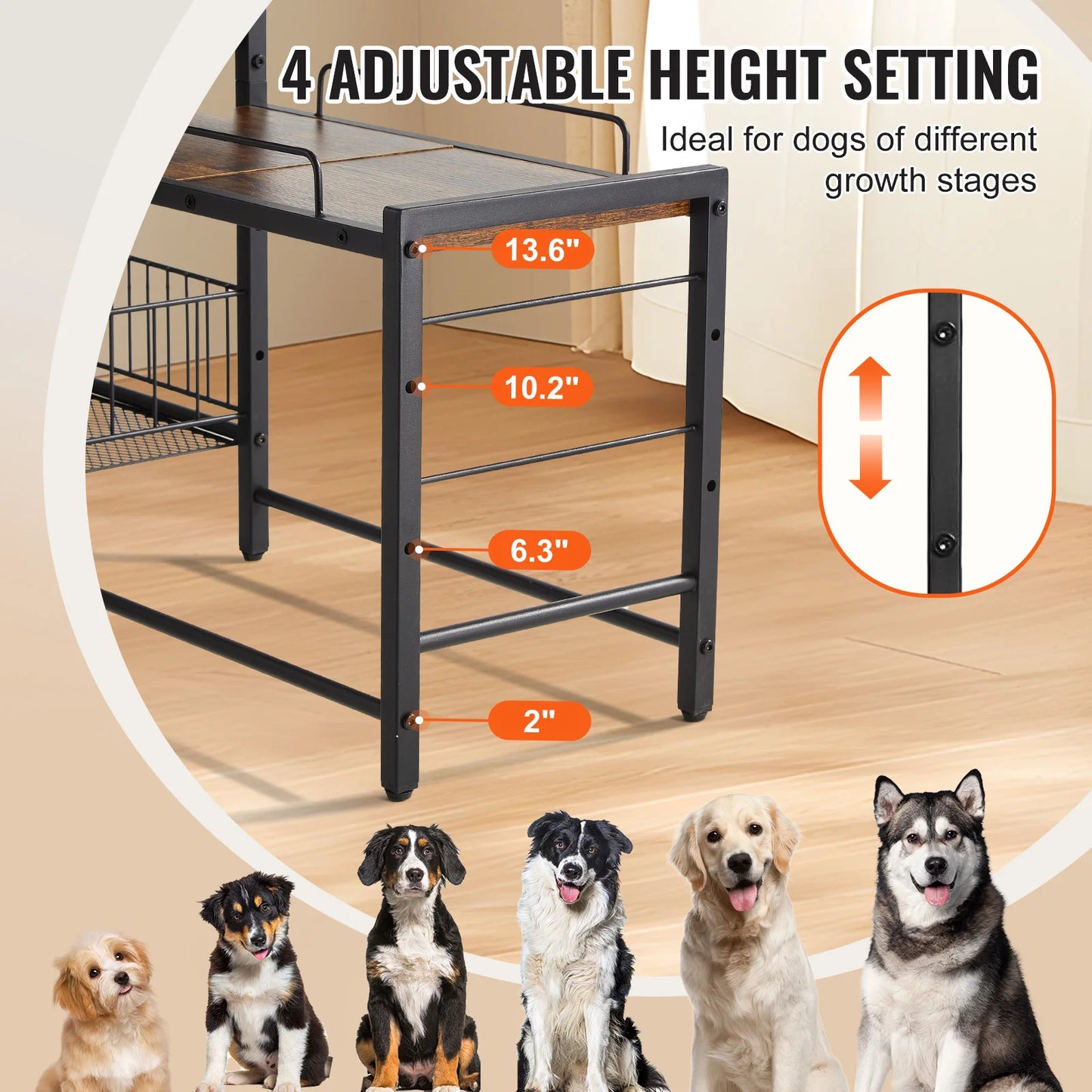 Pet Feeding Station With Storage Elevated Dog Bowls And Shelves