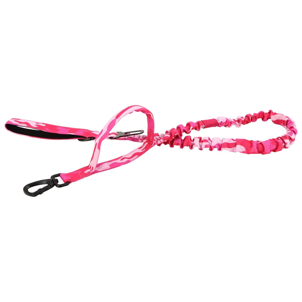 Military Tactical Dog Leash Adjustable Elastic Rope Dual Handles