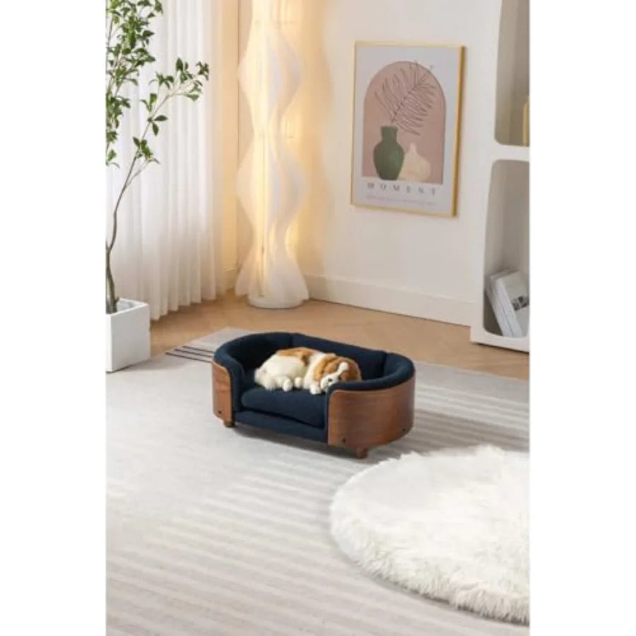 Scandinavian Elevated Dog Bed With Solid Wood Legs