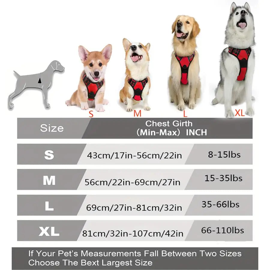 No Pull Dog Harness Front Clip Heavy Duty Reflective Easy Control Handle Walking
