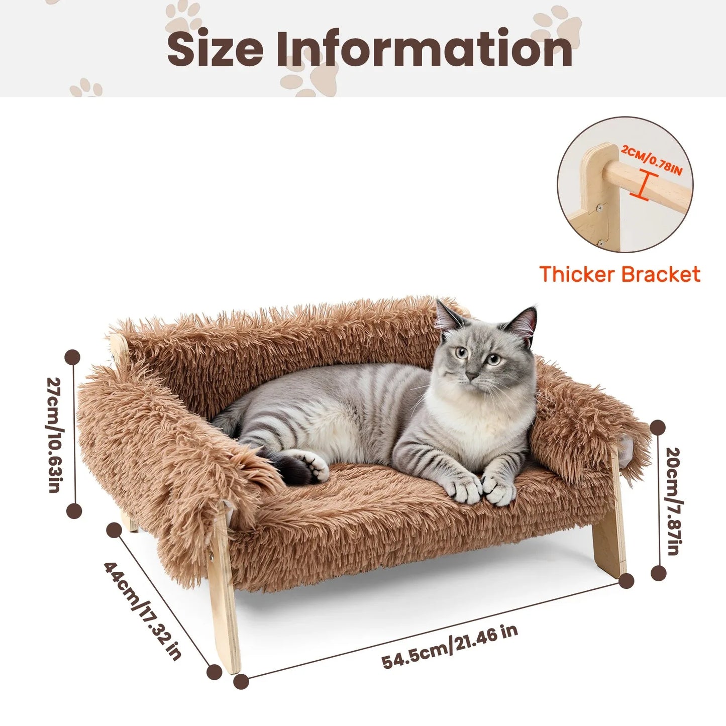 Plush Cat Bed Sofa With Wooden Legs For Indoor Cats