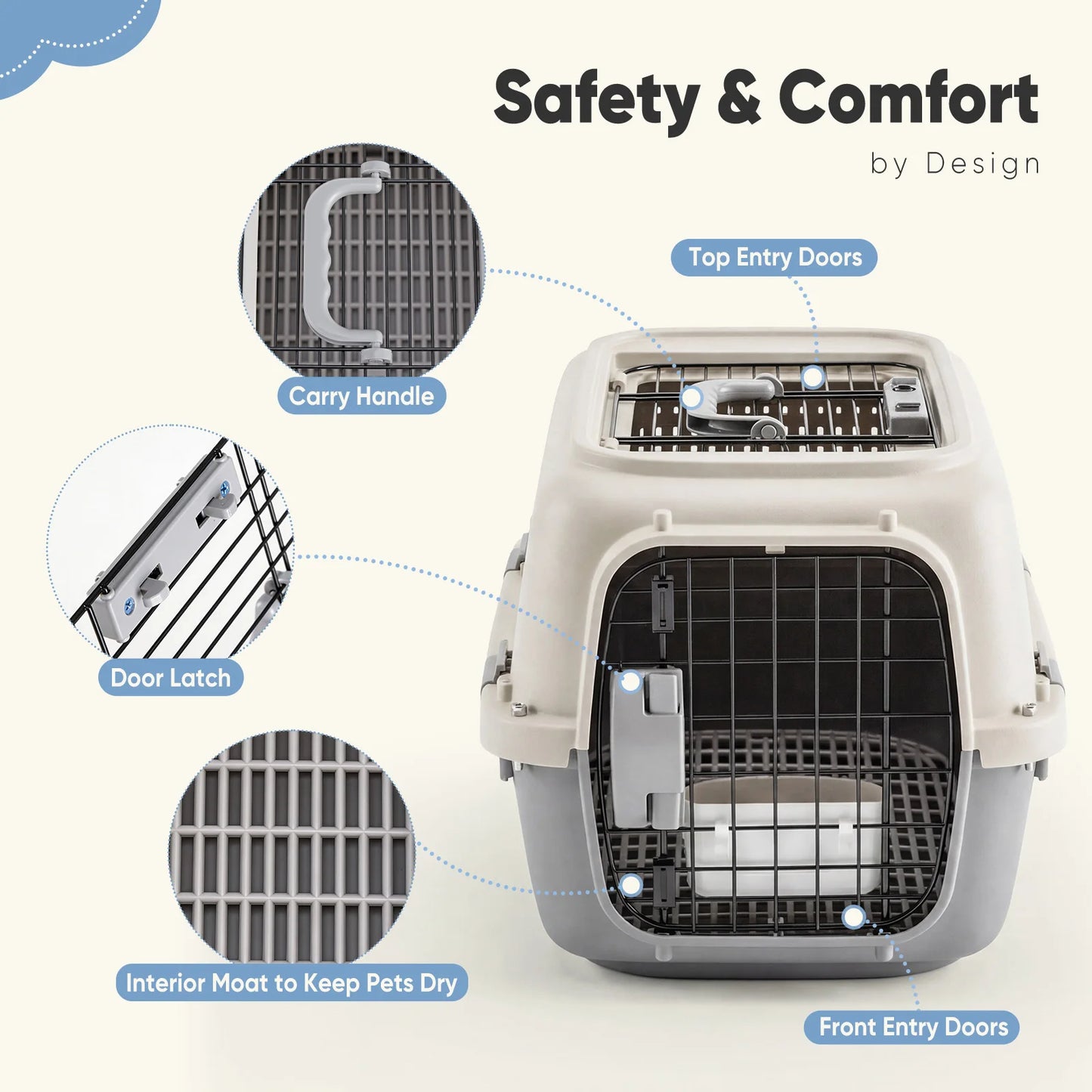 JHK Pet Carrier for Small Dogs and Cats Security Latches