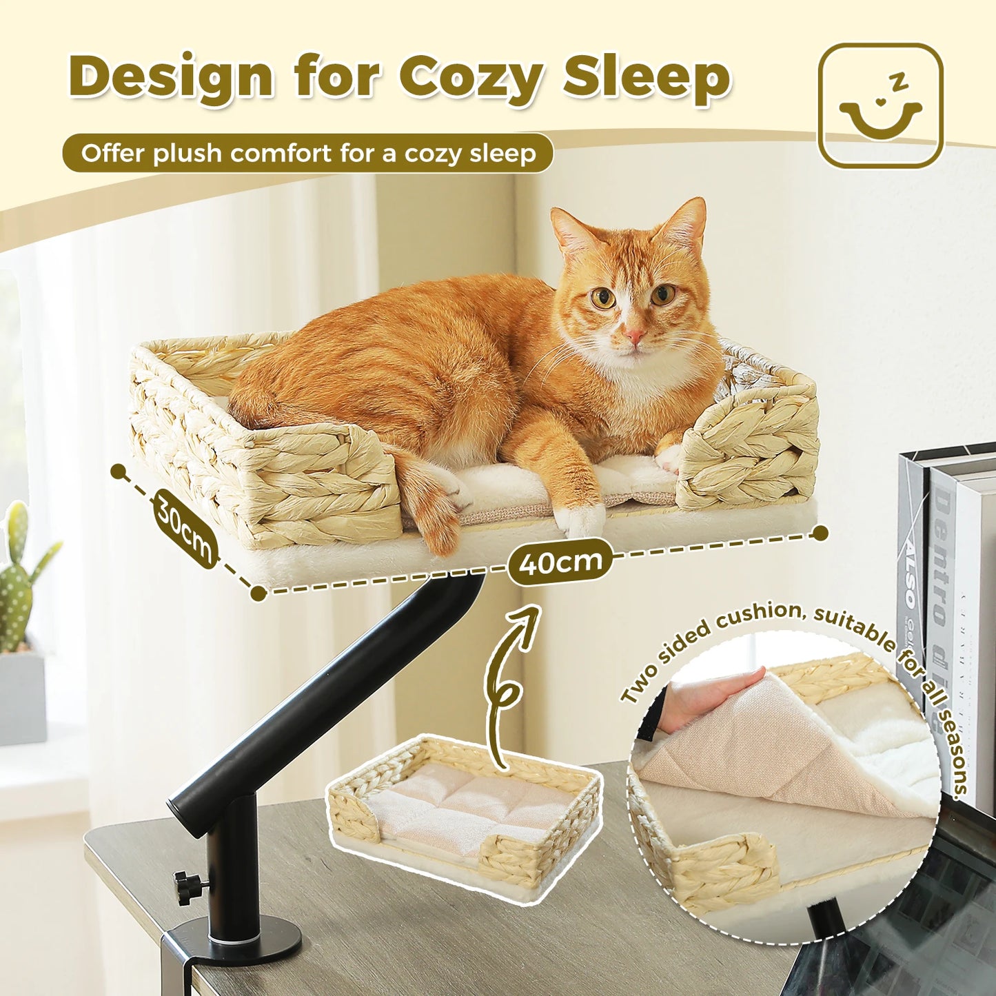 PAWZ Road Cat Desk Bed 360 Degree Rotatable Stand With Adjustable Hammock
