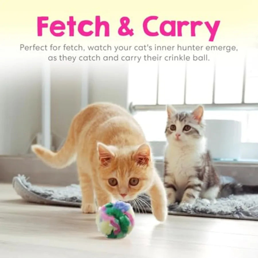 Crinkle Balls Interactive Indoor Cat Toy Safe Lightweight 12 Pack