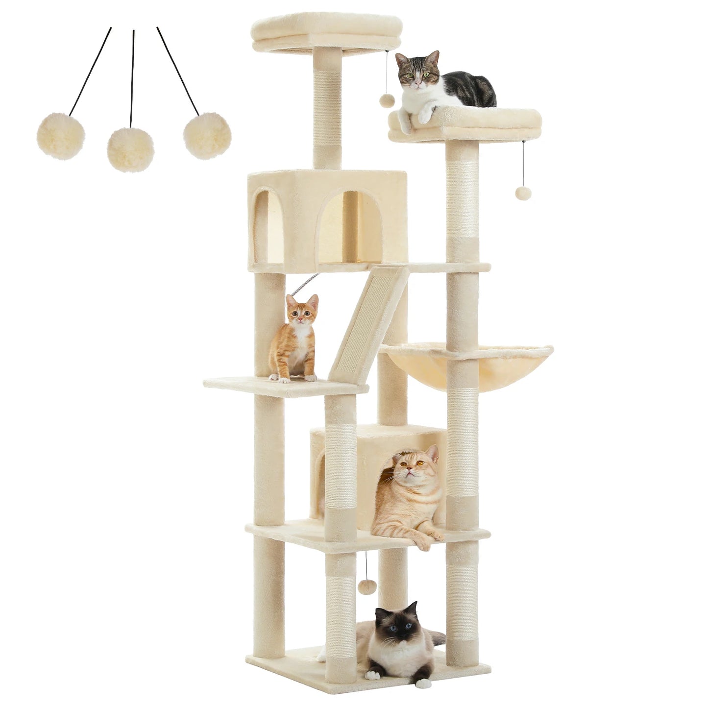 PAWZ Road Five Level Cat Tree Plush Cat Condo With Scratching Posts