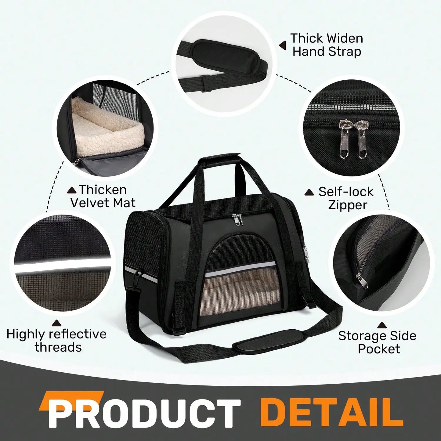 Breathable Pet Carrier Bag Airline Approved Foldable Travel Carrier