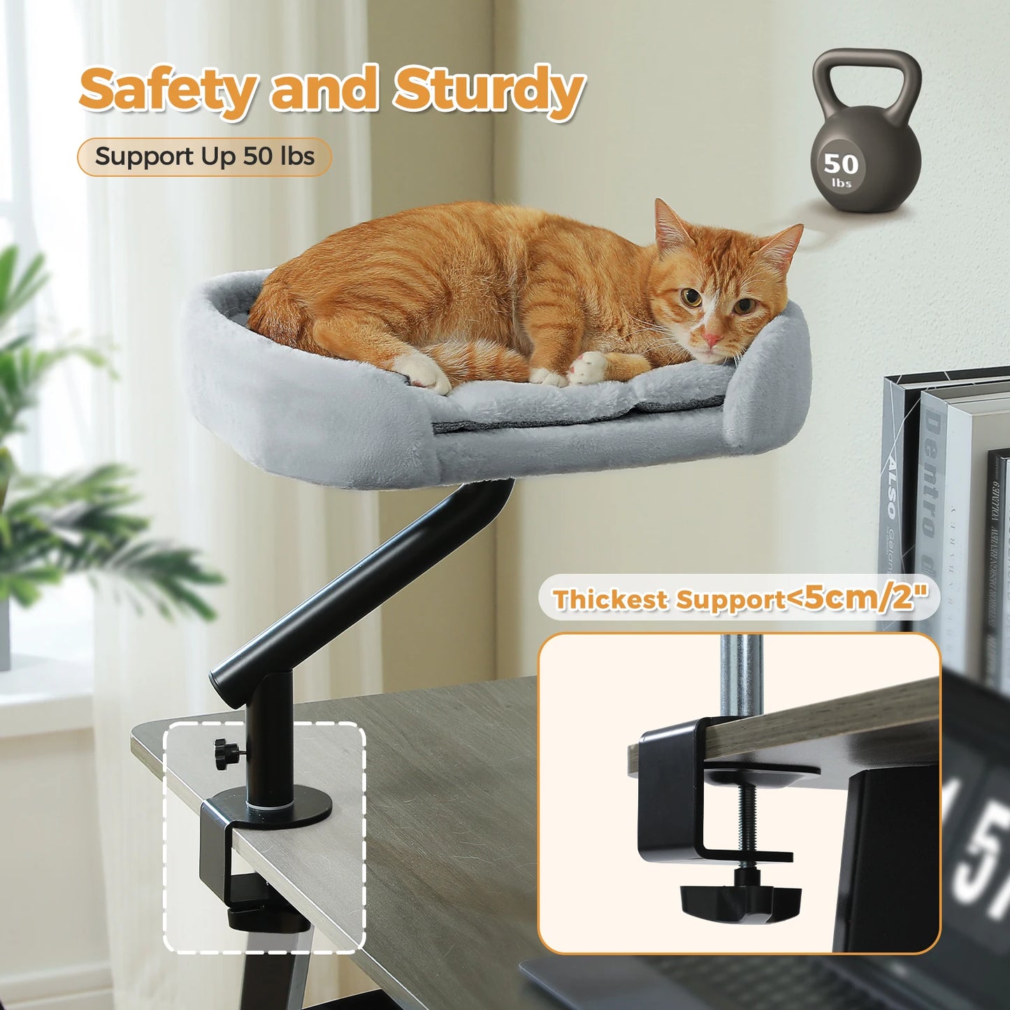 PAWZ Road Cat Desk Bed 360 Degree Rotatable Stand With Adjustable Hammock
