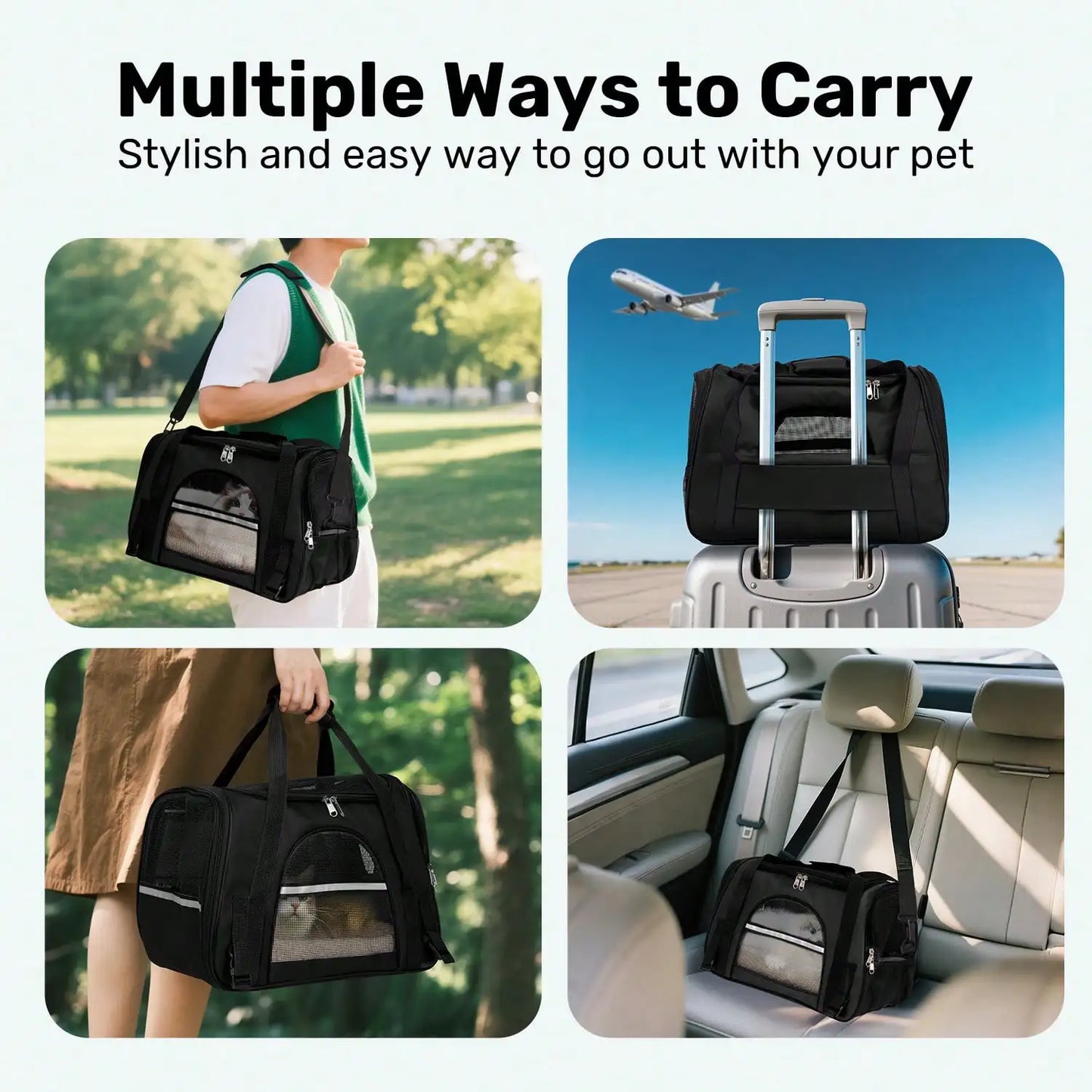 Breathable Pet Carrier Bag Airline Approved Foldable Travel Carrier