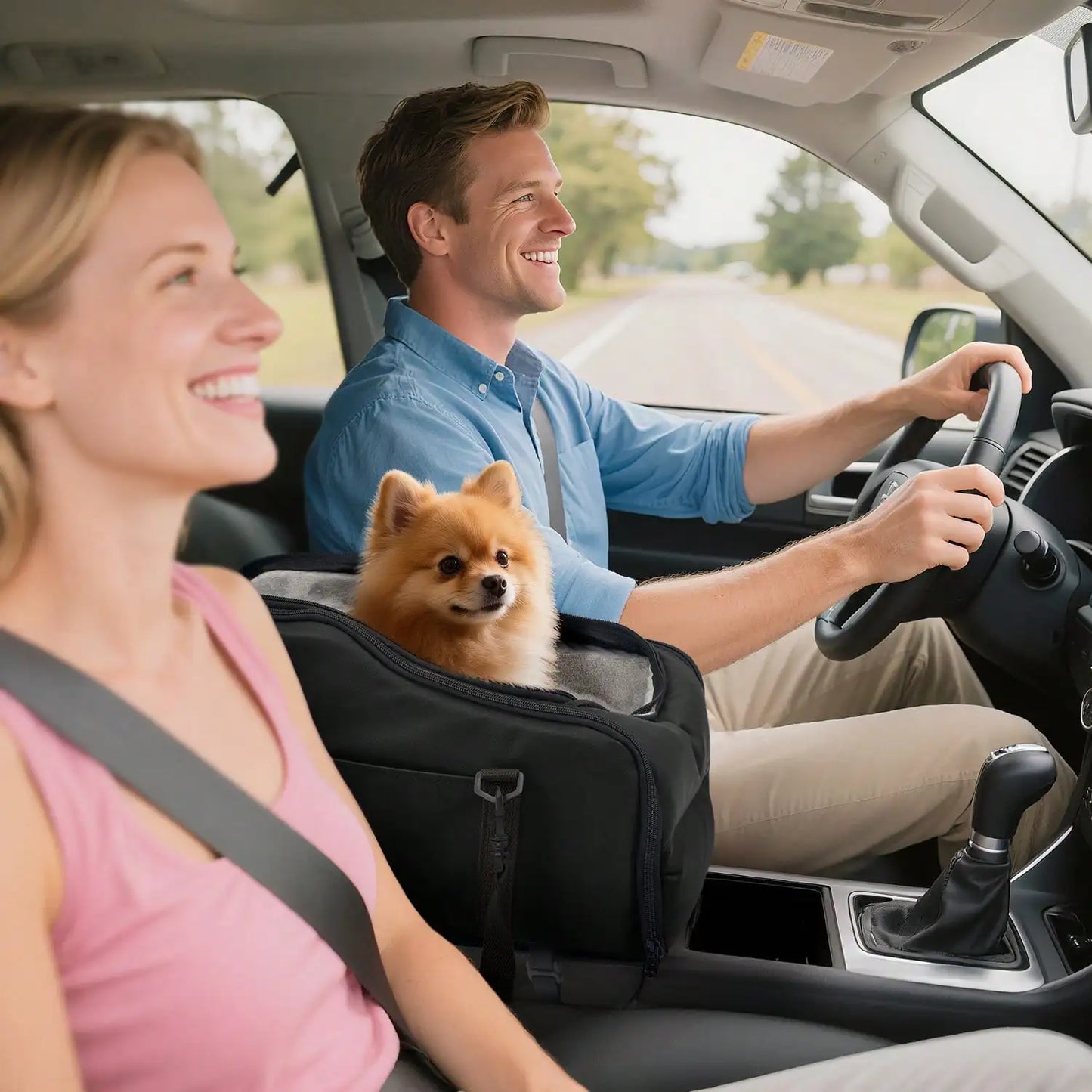 Center Console Pet Car Seat Carrier For Small Dogs Cats