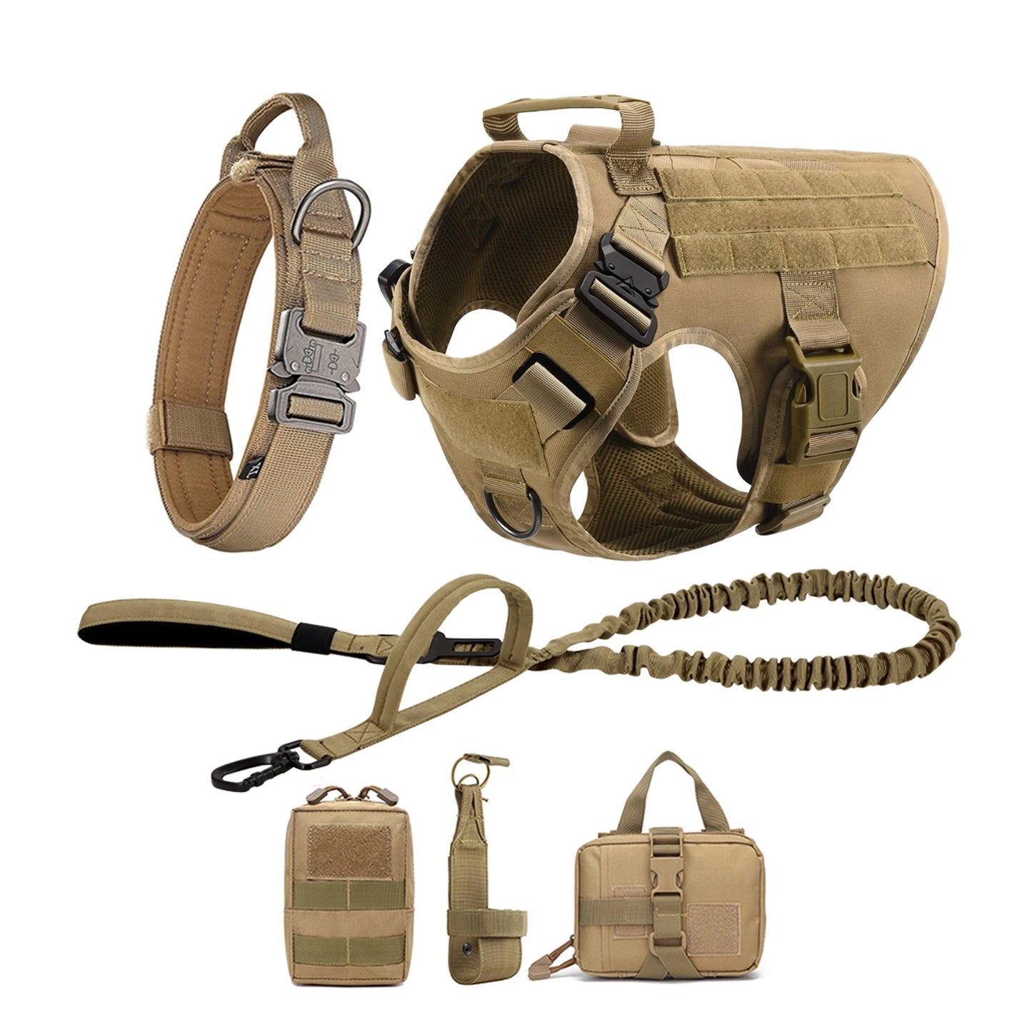 Tactical Molle Dog Harness With Pouches For Training
