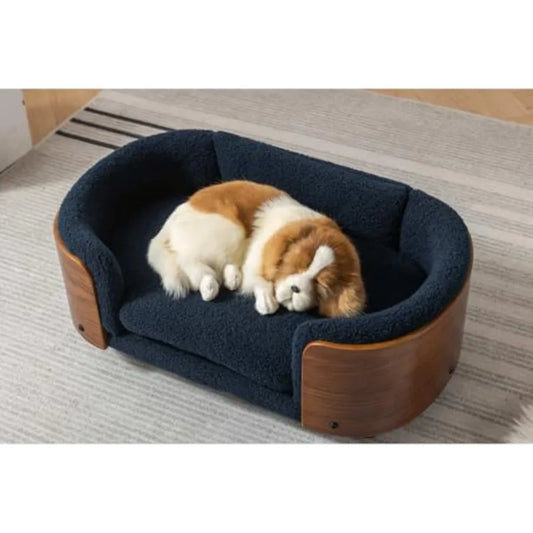 Scandinavian Elevated Dog Bed With Solid Wood Legs