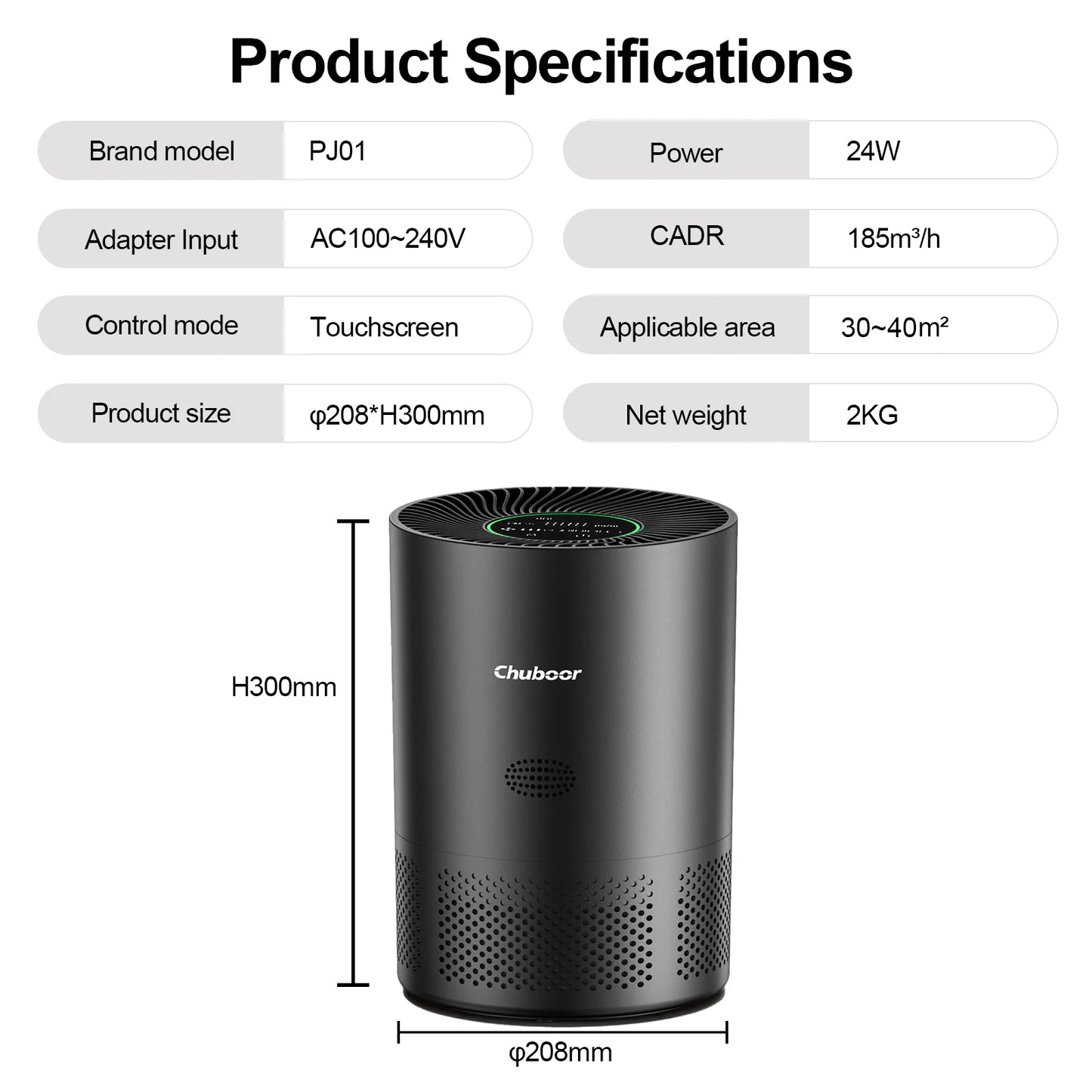 Chuboor H13 True HEPA Air Purifier For Home Tuya App