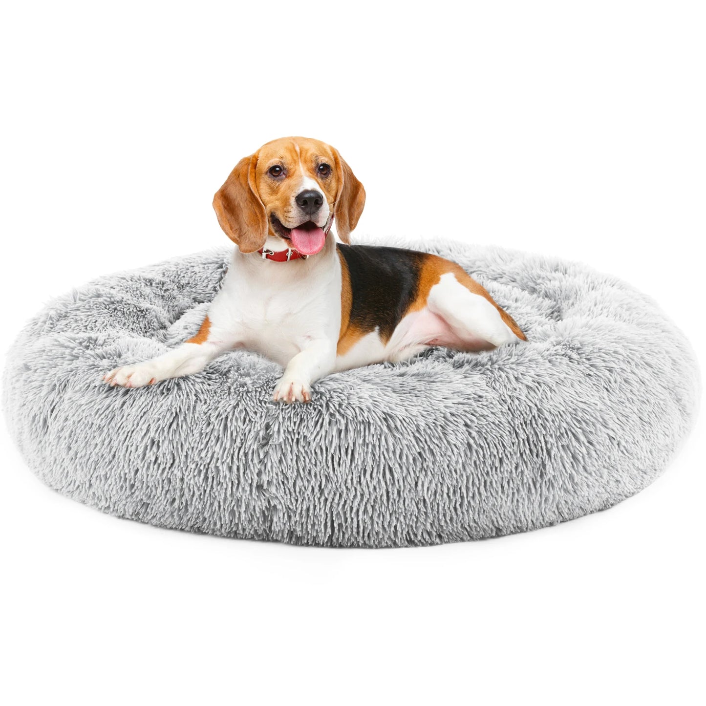 JHK Plush Faux Fur Calming Dog Bed Washable Non Slip