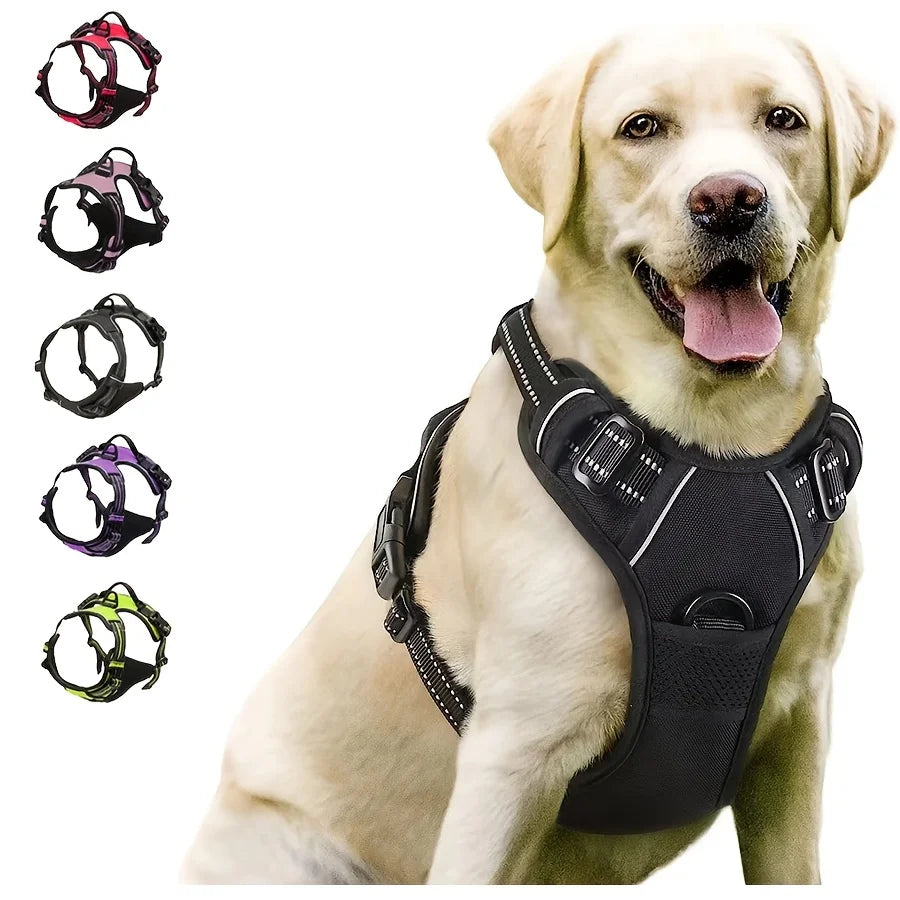 No Pull Dog Harness Front Clip Heavy Duty Reflective Easy Control Handle Walking