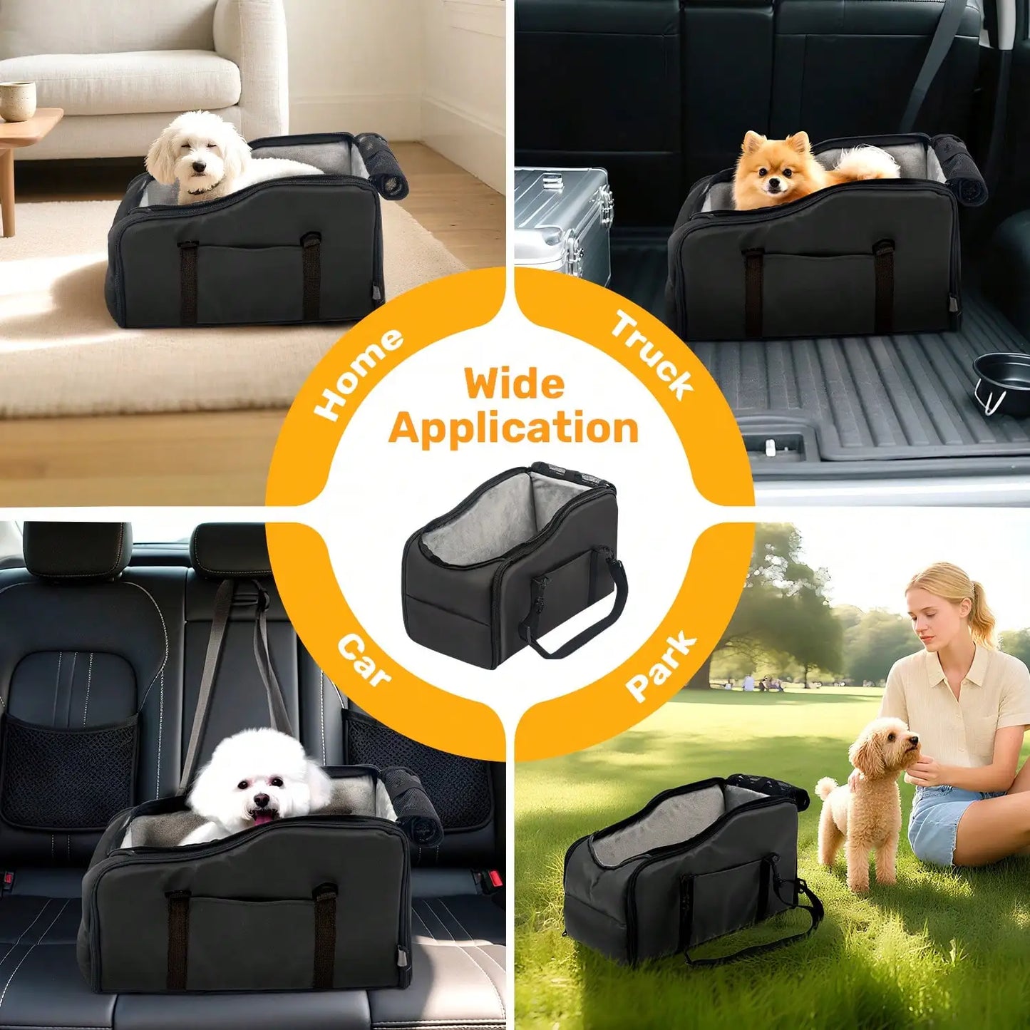 Center Console Pet Car Seat Carrier For Small Dogs Cats