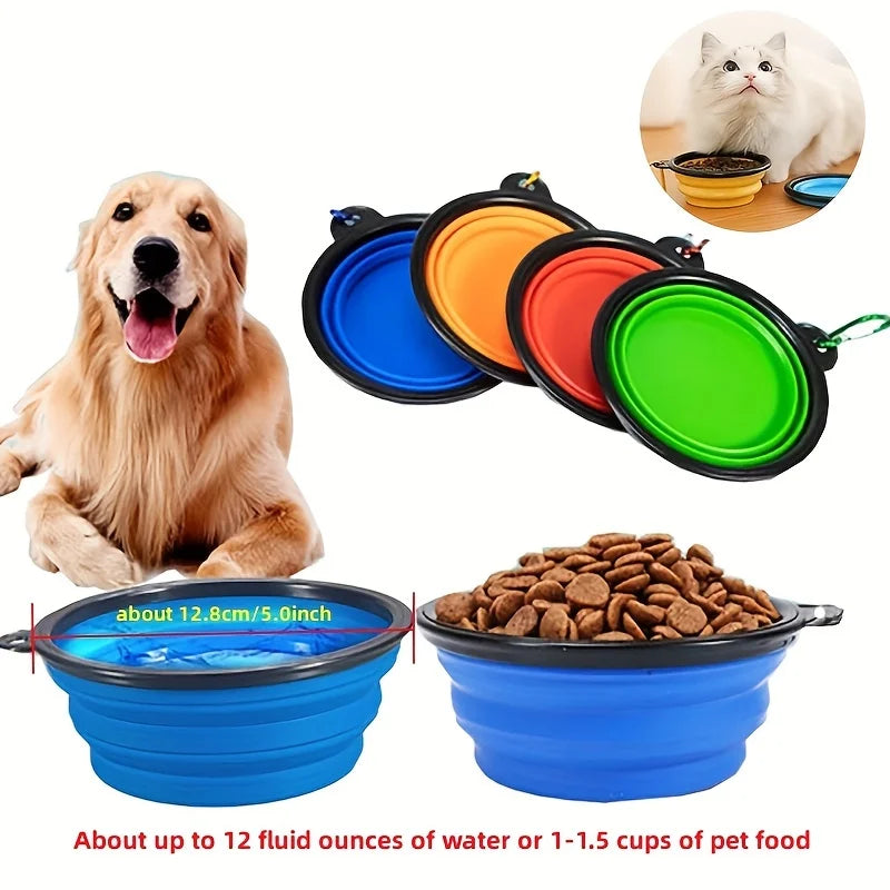 Portable Pet Food Bowl TPR Silicone Collapsible Travel Dish