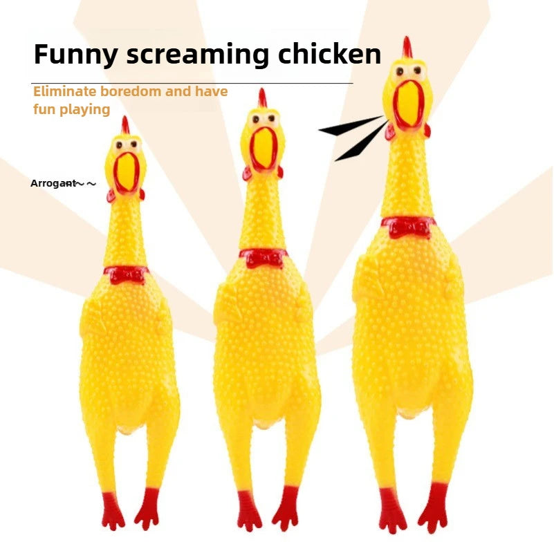 Dkstinye Squeaky Chicken Dog Toy Rubber Squeaker Chew Toy