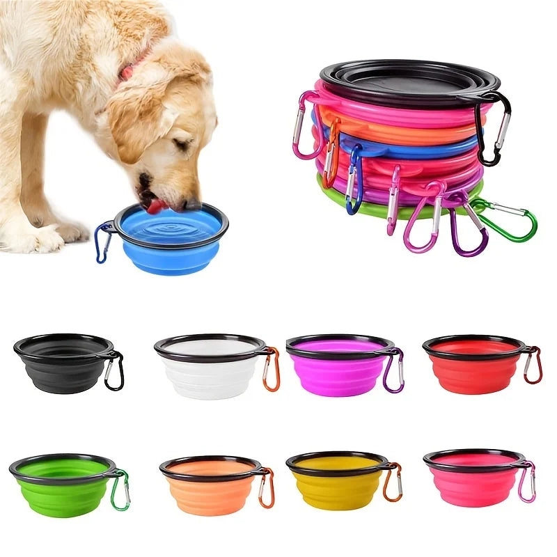 Portable Pet Food Bowl TPR Silicone Collapsible Travel Dish
