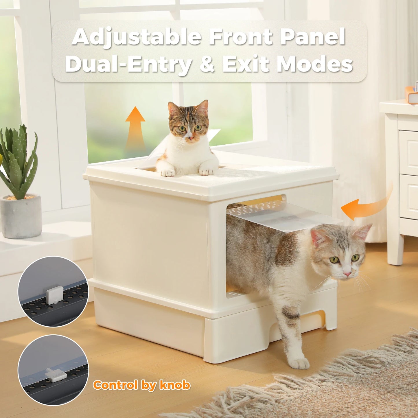 Enclosed Cat Litter Box With Scoop Indoor Use Top Exit