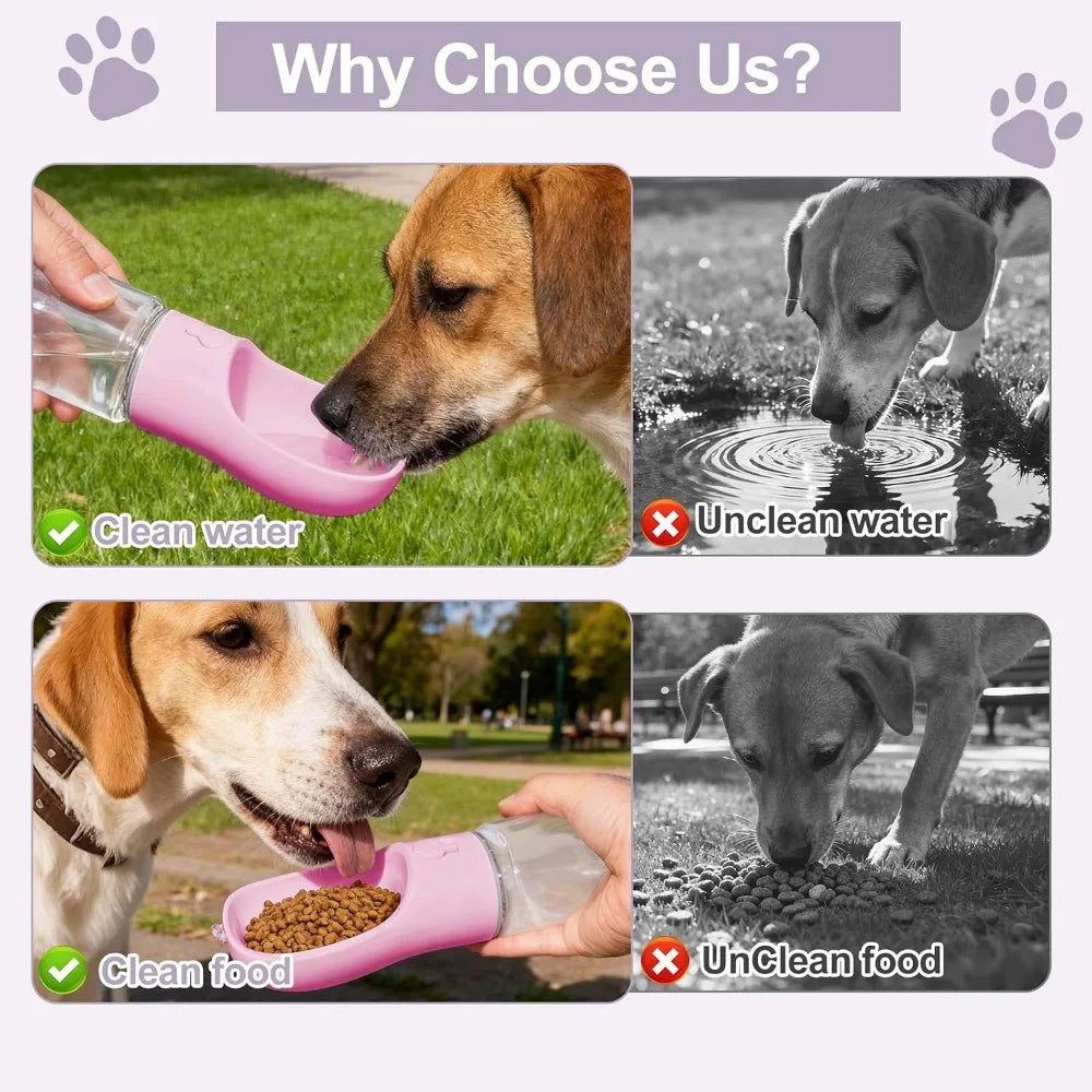 Two In One Dog Water Bottle With Food Container For Outdoor Adventures