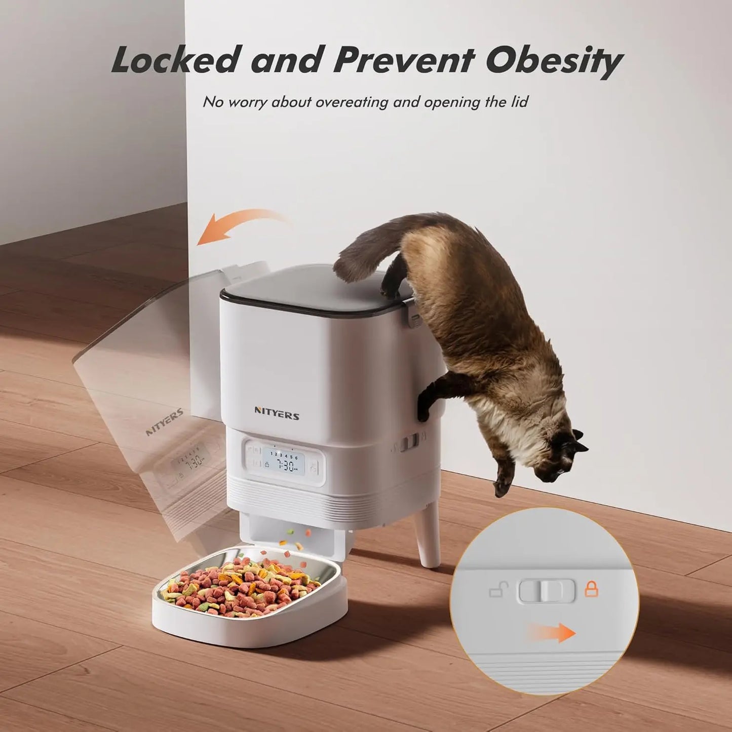 Nityers Automatic Cat Feeder With Timer And Voice Recorder