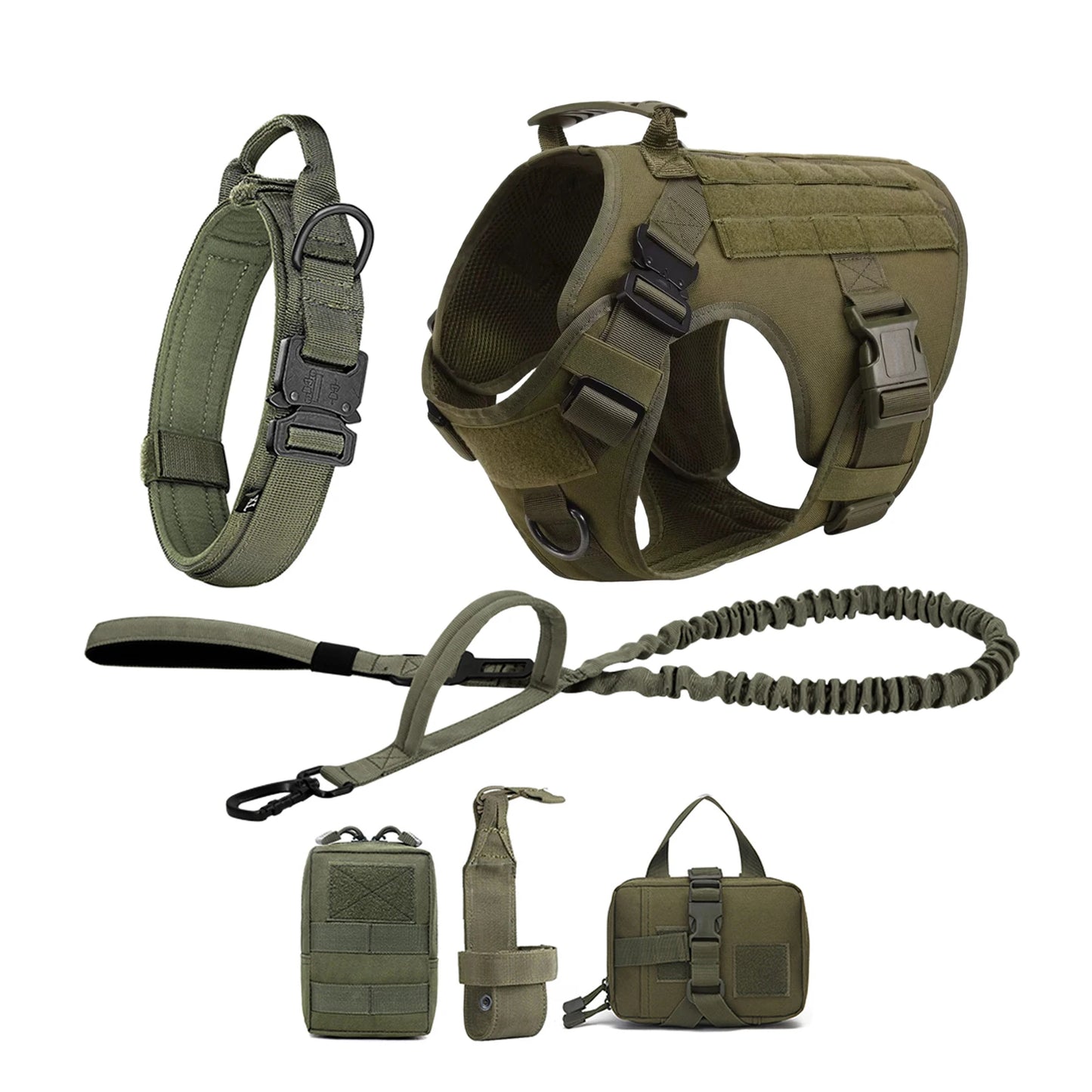 Tactical Molle Dog Harness With Pouches For Training