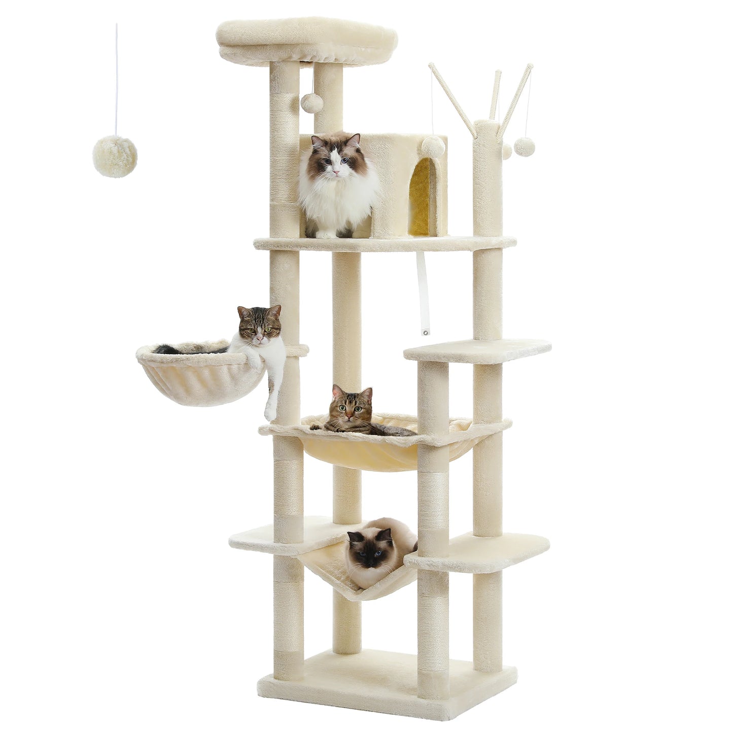 PAWZ Road Five Level Cat Tree Plush Cat Condo With Scratching Posts